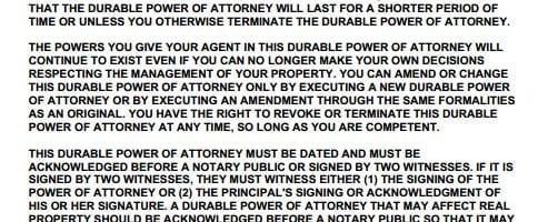 Durable Power of Attorney California Form