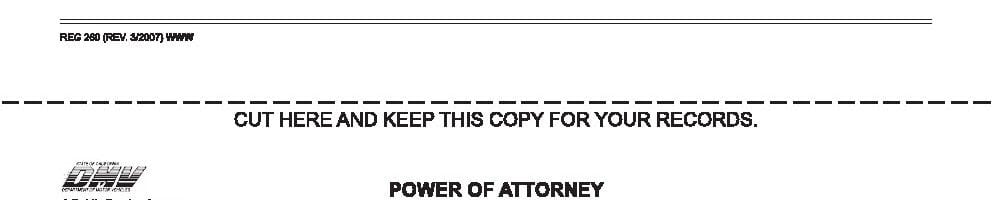 California Vehicle/Vessel Power of Attorney Form